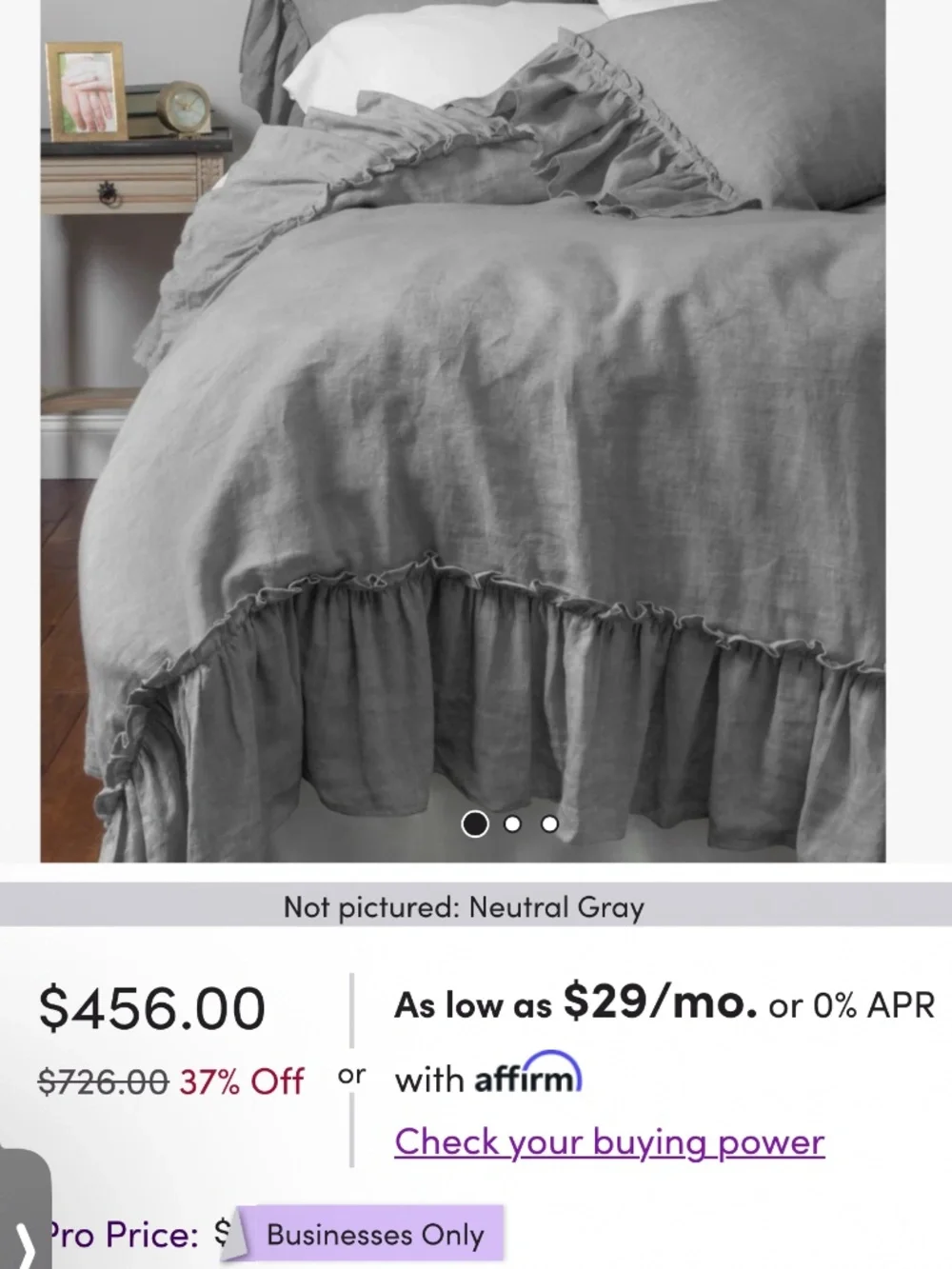 Amity Home Linen Ruffle Duvet cover Set (queen size)